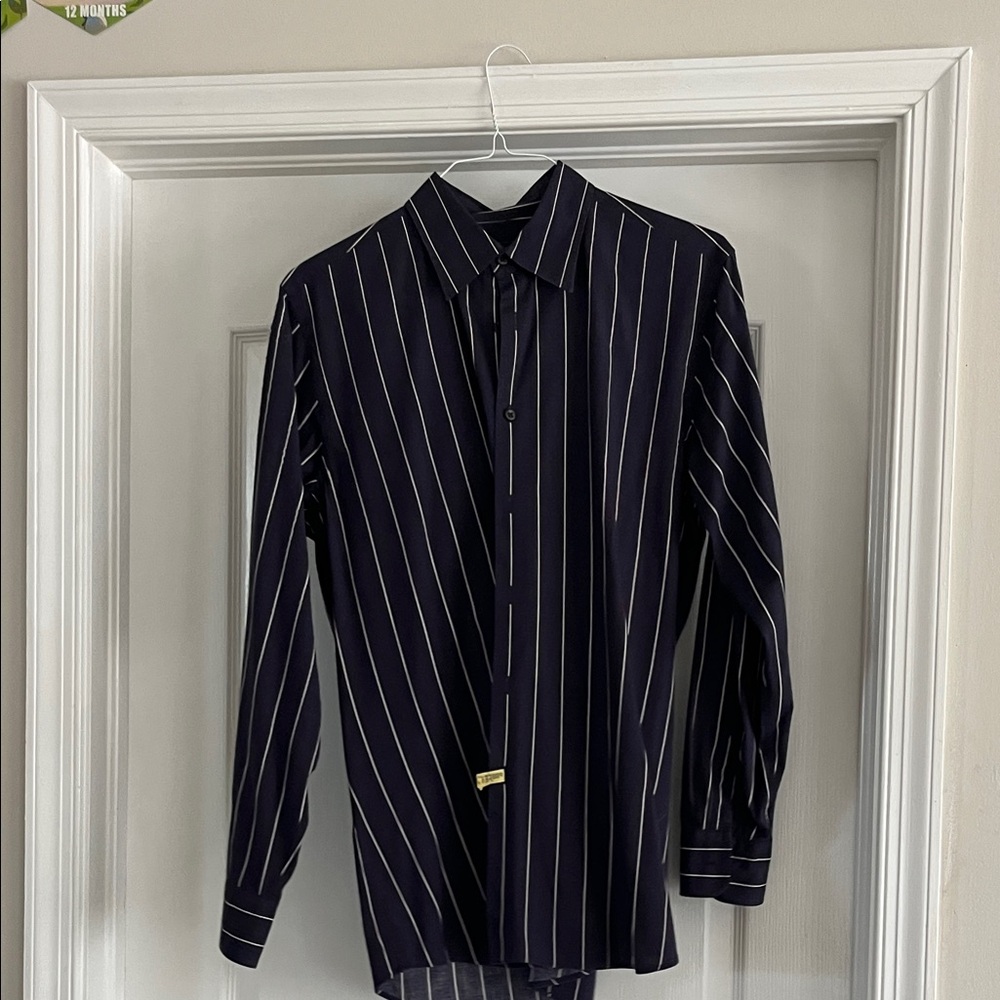 Prada Navy Shirt with White Stripes